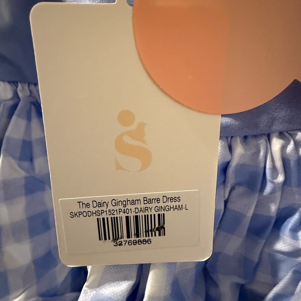 NWT L Selkie Dairy Gingham Barre Dress - Picture 3 of 3